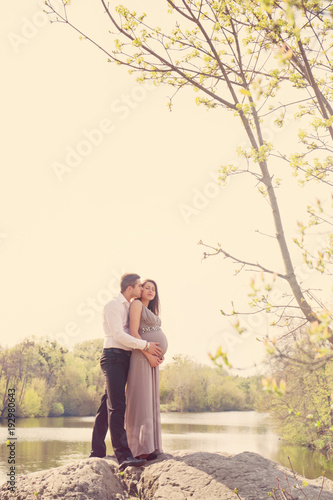 A loving couple by the river