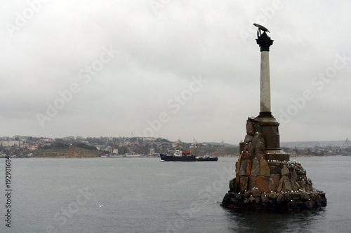 Monument to the flooded ships in the Sevastopol bay.