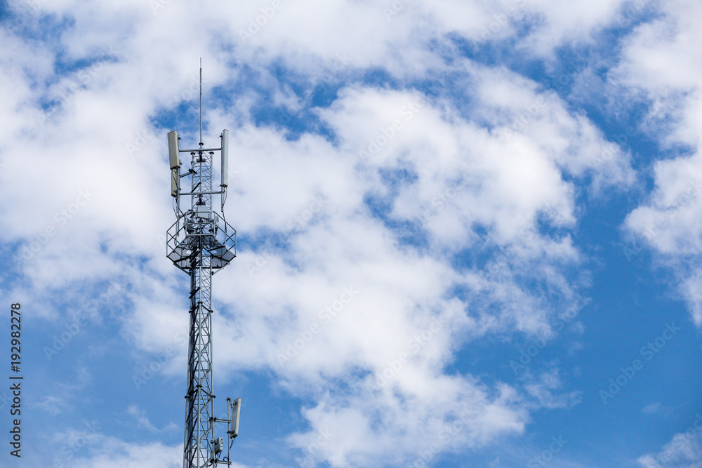 Communication Tower with antenna and satellite dish telecom network Communication Tower with antenna and satellite dish telecom network