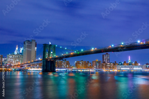 Night Brooklyn Bridge and Manhattan