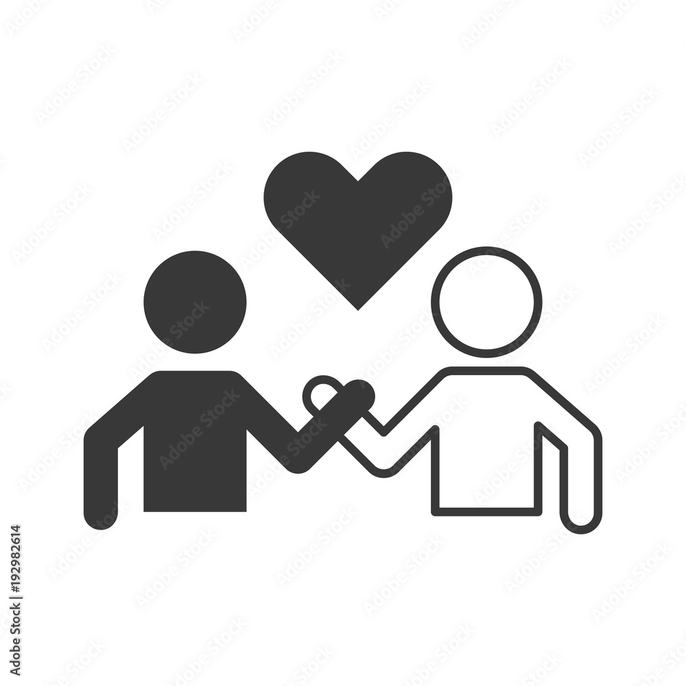 Pictogram of people holding hand and heart, friendship, lover, unity, harmony and forgive concept Pictogram of people holding hand and heart, friendship, lover, unity, harmony and forgive concept