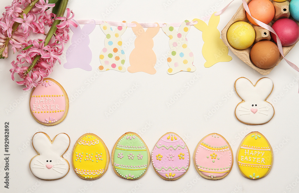 Delicious Easter Cookies.Isolated on white background
