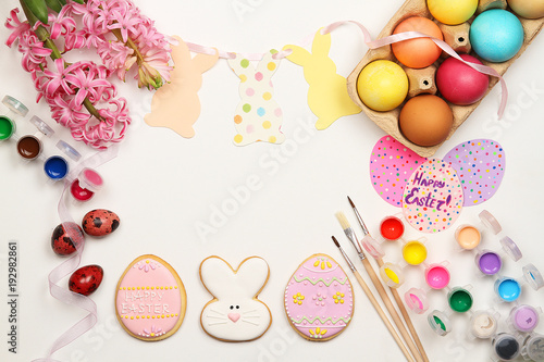 Easter garlands-rabbits and spring flowers