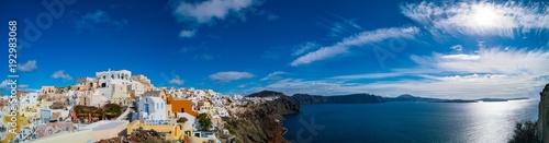 Panorama of Oia Village on Santorini island Greece © luchschenF