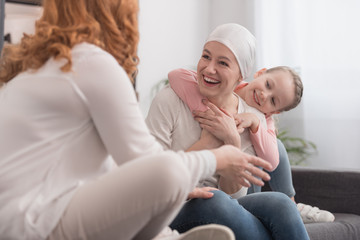 happy family spending time together, cancer concept