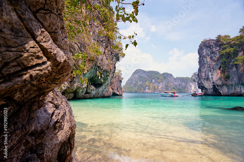 Beautiful landscape with rocks, cliffs, tropical beach. Hong Island, Thailand. © luengo_ua