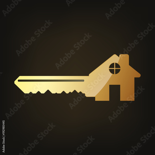 Gold key icon. Vector illustration