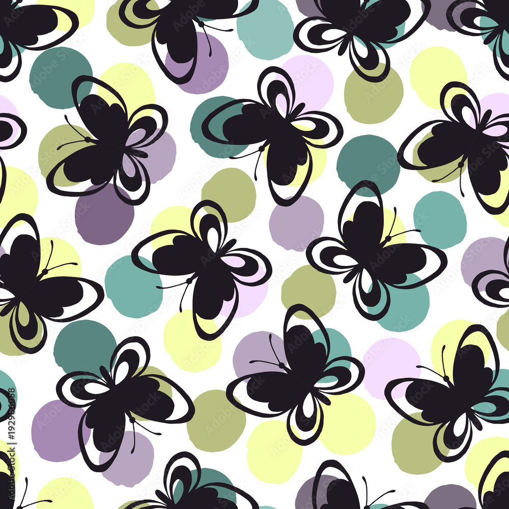 Fototapeta premium Seamless pattern with butterflies.