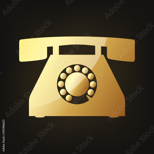 Gold phone icon. Vector illustration