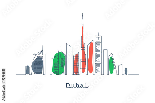 Dubai city in uae flag colors