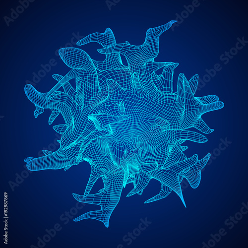 Bacteria virus wireframe mesh model,vector illustration microbe. Bacteria virus or germs microorganism cells under microscope.