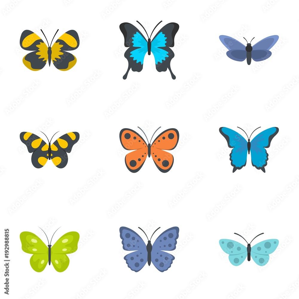 Obraz premium Moth icons set. flat set of 9 moth vector icons for web isolated on white background