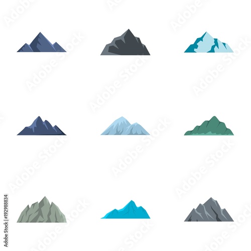 Hill icons set. flat set of 9 hill vector icons for web isolated on white background