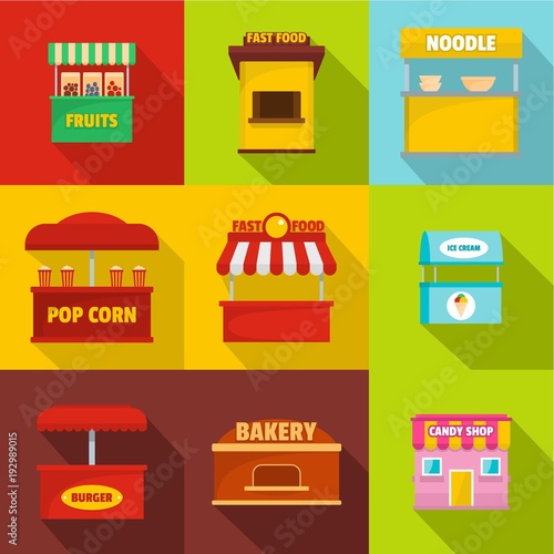 Canteen icons set. flat set of 9 canteen vector icons for web isolated on white background