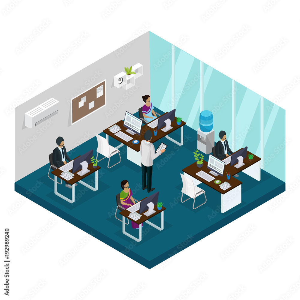 Isometric Indian Support Service Center Template Isometric Indian Support Service Center Template