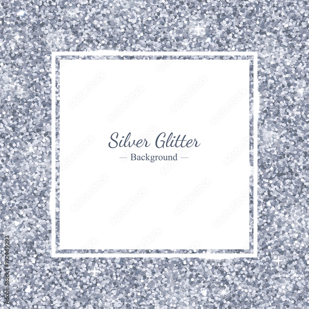 Fototapeta premium Square frame with silver glitter. Vector