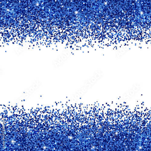 Blue glitter scattered on white background. Vector
