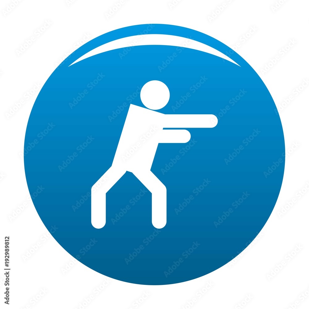 Stick figure stickman icon vector blue circle isolated on white background Stick figure stickman icon vector blue circle isolated on white background