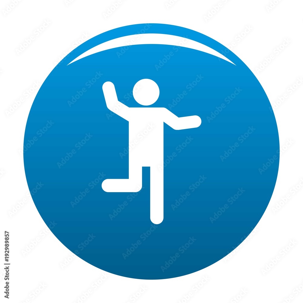 Stick figure stickman icon vector blue circle isolated on white background Stick figure stickman icon vector blue circle isolated on white background