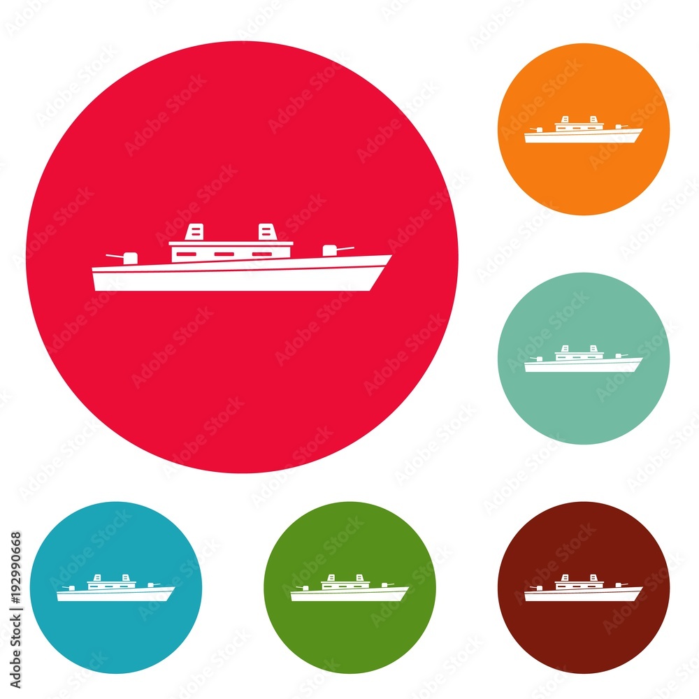Ship military icons circle set vector isolated on white background Ship military icons circle set vector isolated on white background