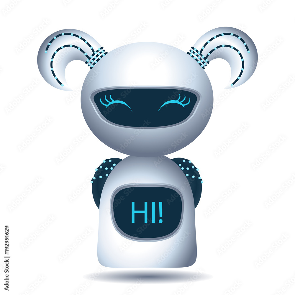 Vector realistic illustration of the white robot. Stock Vector | Adobe