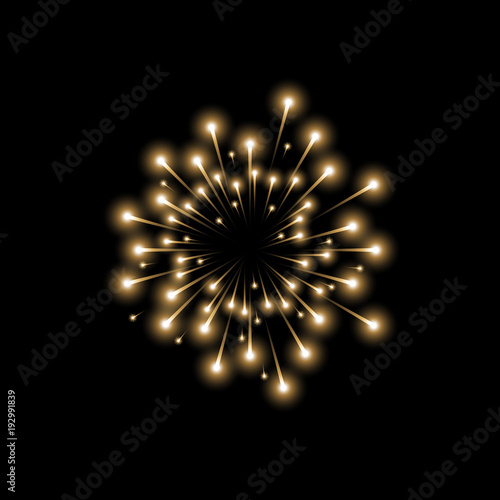 Glittering flying stars, golden color
