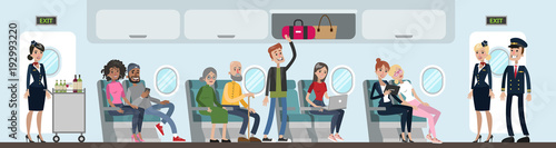 People in airplane.