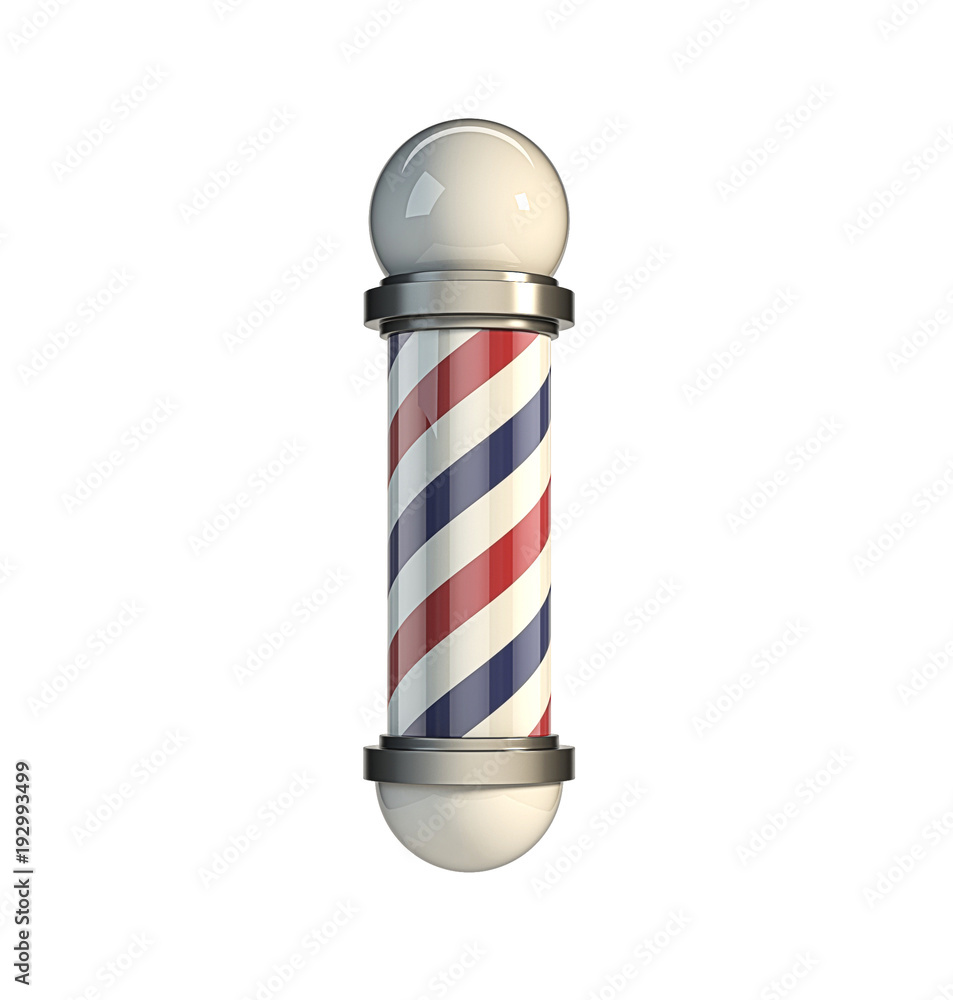 Classic Barber Pole isolated on white Background. 3d rendering  Illustration. Stock Illustration | Adobe Stock