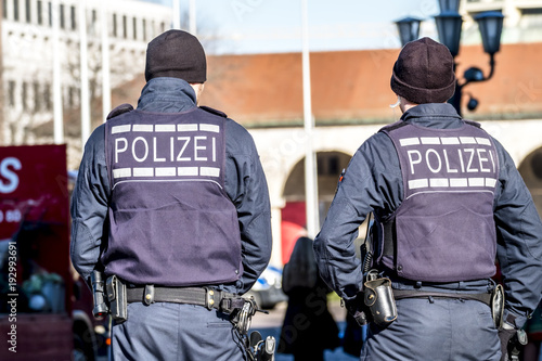 German Federal police officer protecting the city