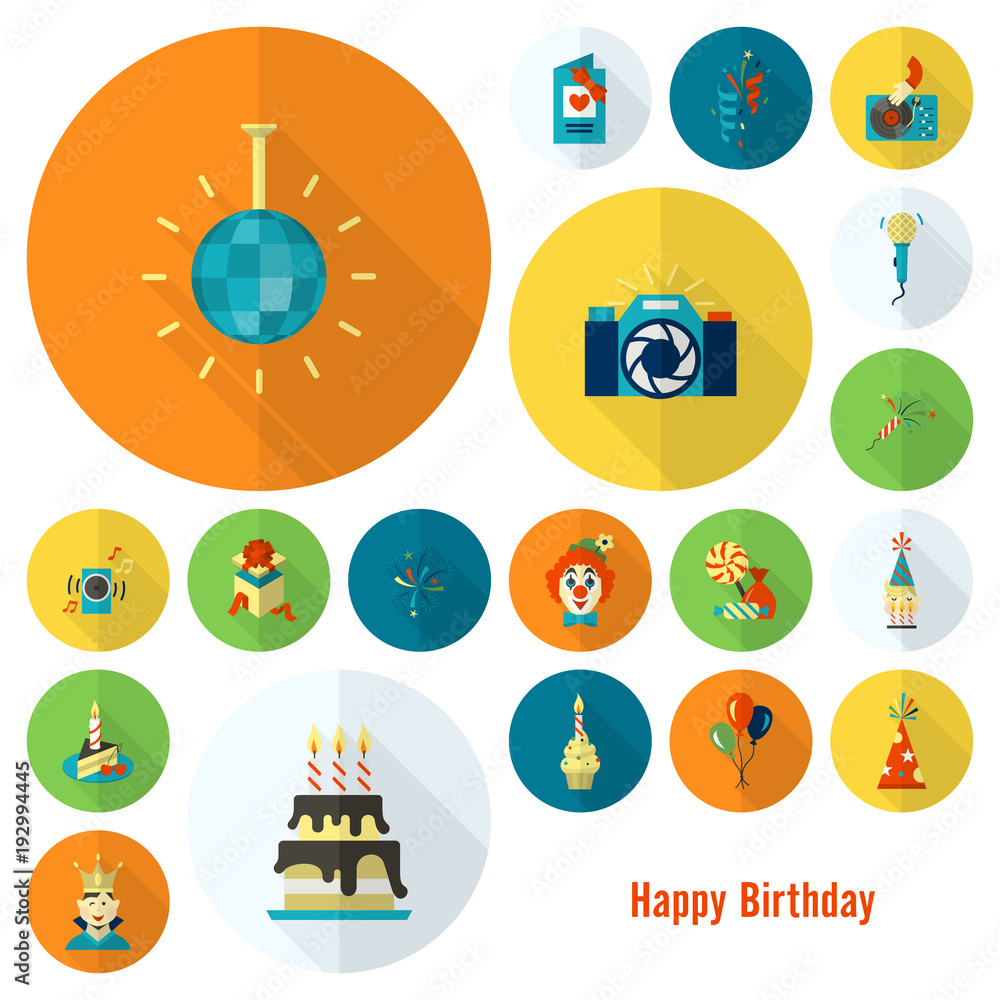 Happy Birthday Icons Set Happy Birthday Icons Set