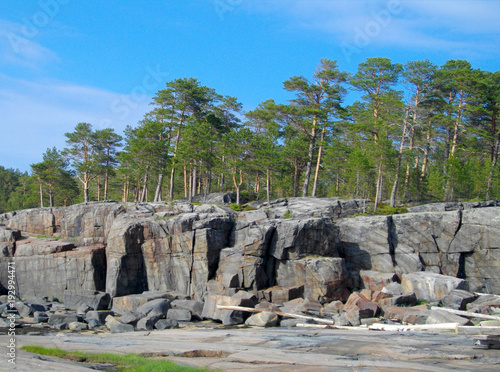 View of the unique Kiy Island in the Onega Bay of the White Sea in Arkhangelsk region Russia photo