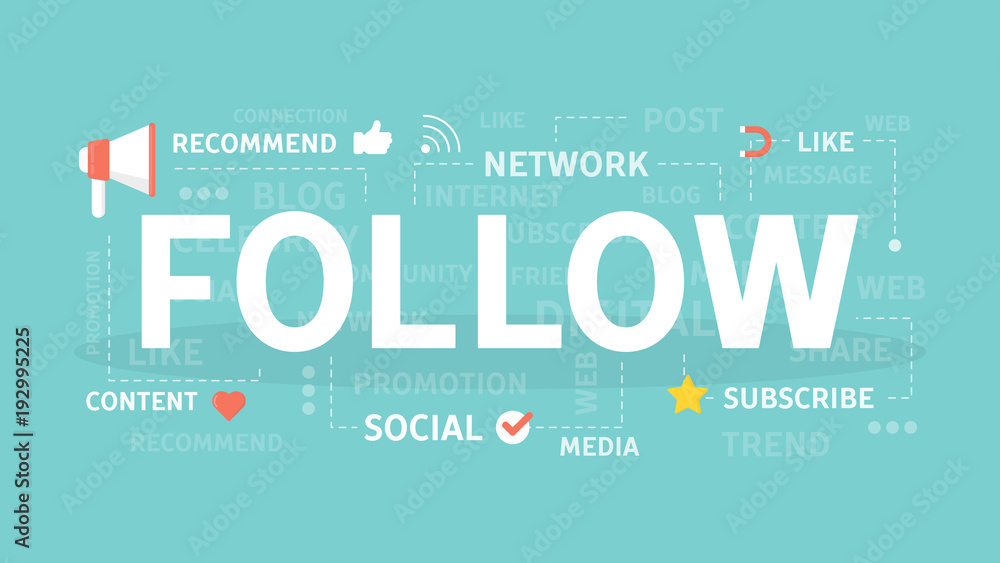 Follow concept illustration. Follow concept illustration.