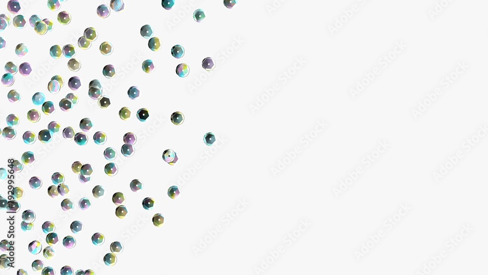 Sequins on white background. Holographic sequin. Rhinestones. 3d illustration. Fashion backdrop. Embroidery. Rainbow sparkles. Glitter. Digital image. Sequins on white background. Holographic sequin. Rhinestones. 3d illustration. Fashion backdrop. Embroidery. Rainbow sparkles. Glitter. Digital image.