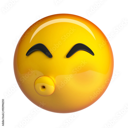 Kissing Face Emoji. 3d Rendering isolated on white background.
