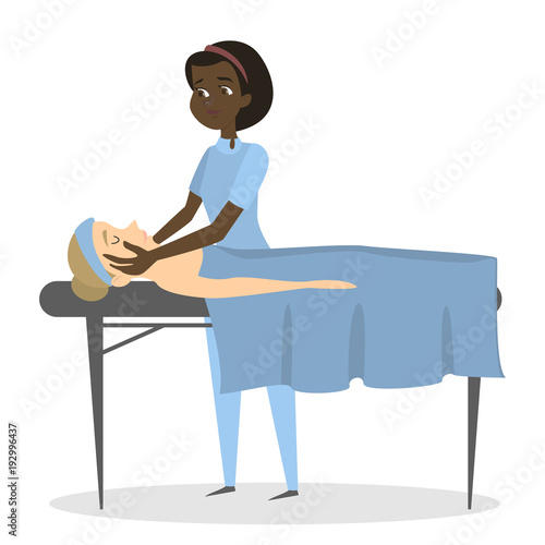 Massage therapy with woman.