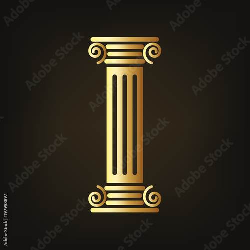 Gold column icon. Vector illustration