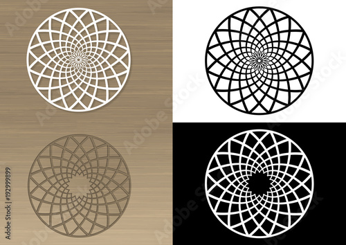 Circular pattern for laser cutting. Napkin or emblem. Stencil. Transparent shade