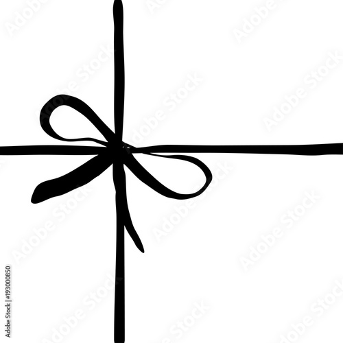 Vector hand drawn bow icon. Painted textured package decoration for paper, web design, logo, app, UI.