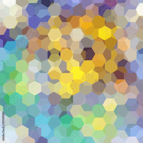 Background made of yellow, orange, green hexagons. Square composition with geometric shapes. Eps 10