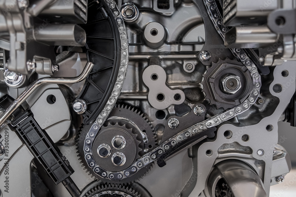 Car engine timing chain system Car engine timing chain system