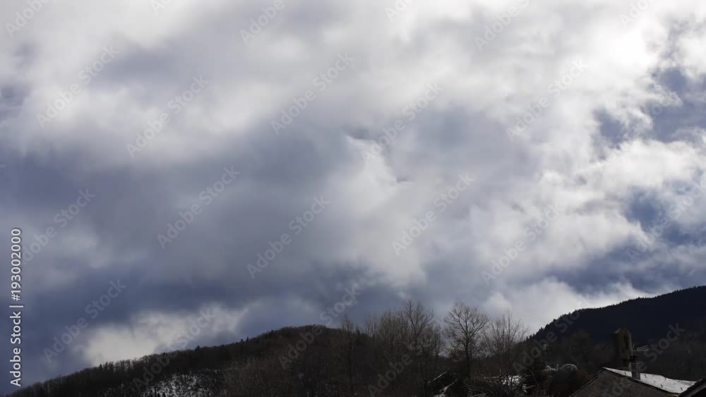 Stormy clouds moving over Pyrenean mountain in Aude, Occitanie in south of France
Stormy clouds moving over Pyrenean mountain in Aude, Occitanie in south of France