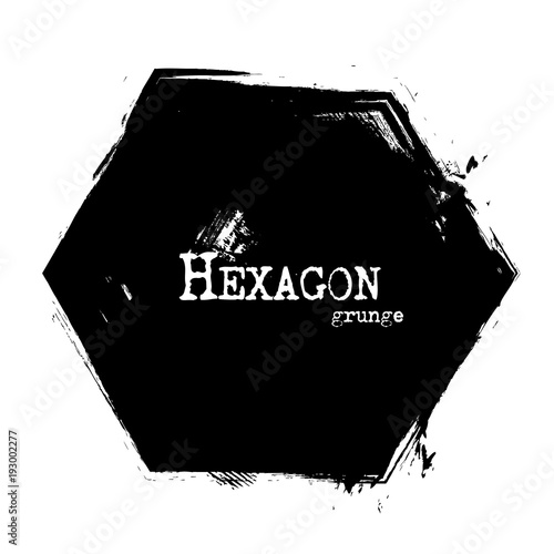 Hexagon shape . Grunge style . Vector
