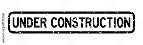 Grunge under construction square rubber seal stamp on white background