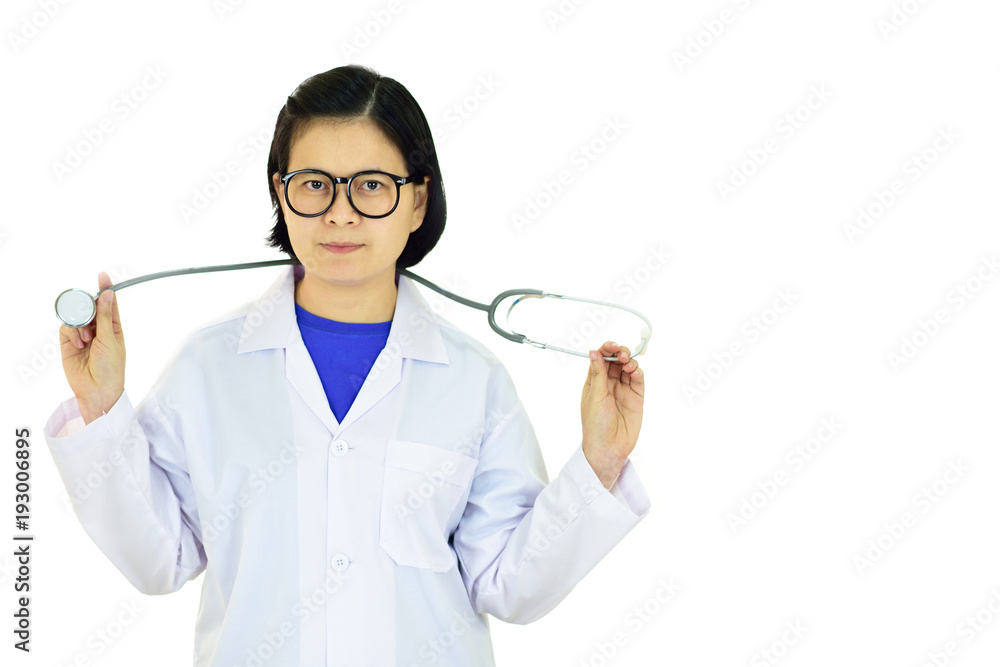 Portrait of Asian female doctor on white background
Portrait of Asian female doctor on white background