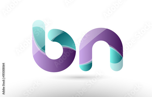 Fototapeta Naklejka Na Ścianę i Meble -  3d letter bn b n green purple alphabet logo icon company design