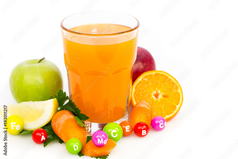Fruit juice on white background Fruit juice on white background