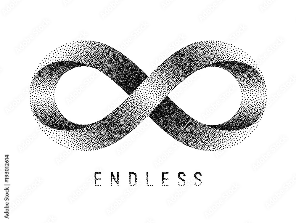 Fotografie Stippled Endless sign. Mobius strip symbol. Vector illustration.