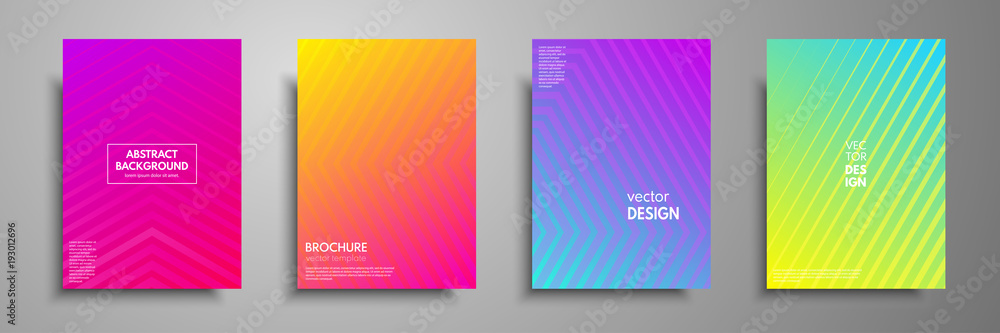 Colorful placard templates set with graphic geometric elements. Applicable for brochures, flyers, banners, covers, notebooks, book and magazine