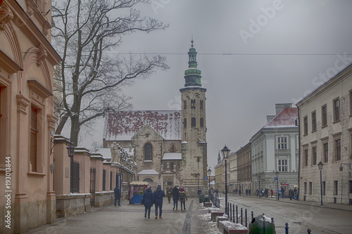 Grodzka street with St Andrew's church