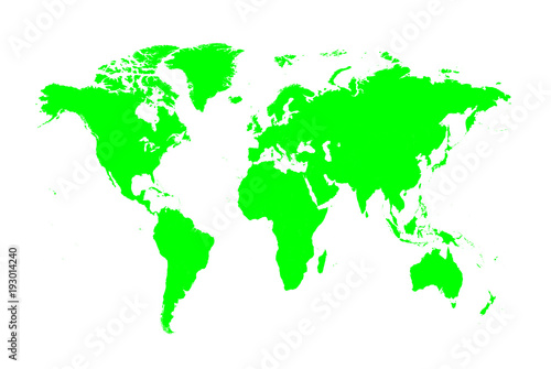 World map neon green color vector
